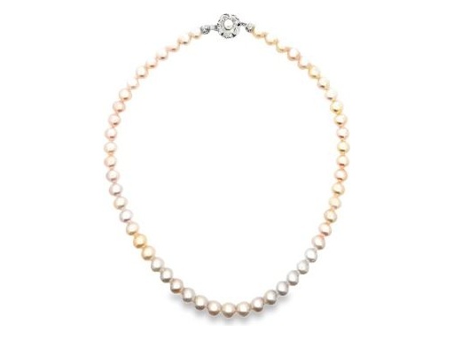 Elegant 8mm Japanese Akoya Pearl Strand Necklace with Sterling Silver Floral Clasp